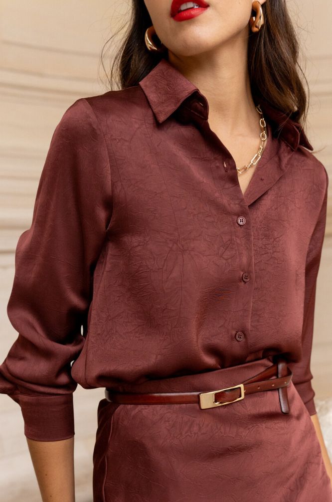 Blusa Satén Manga Larga