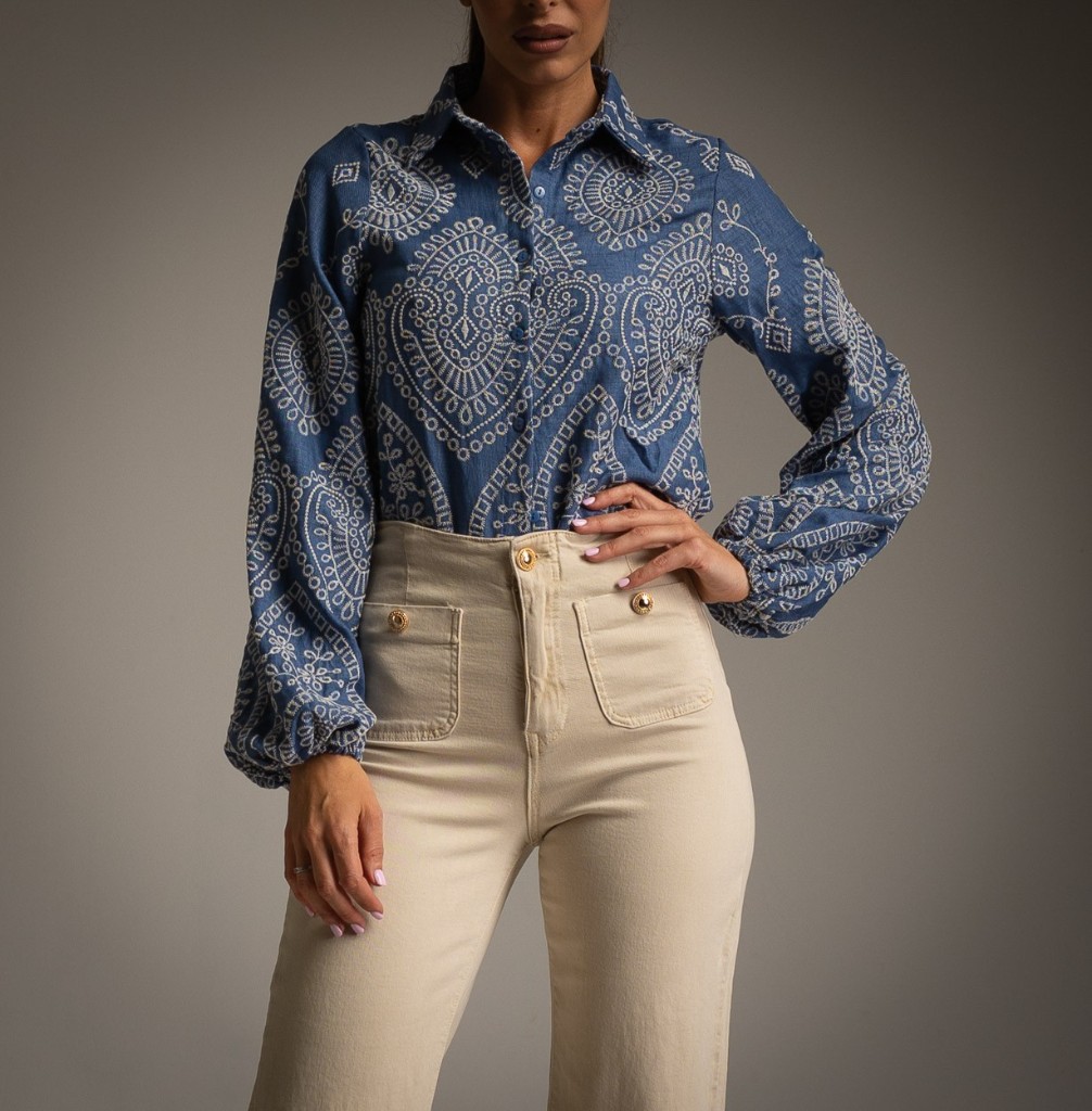 Blusa Denim con Bordados