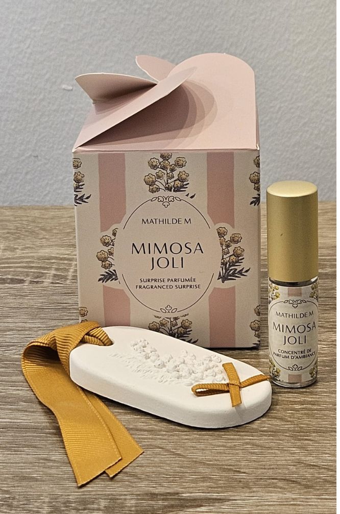 Cofrecito sorpresa piedra decorativa provenza + pulverizador  Aroma Mimosa Joli