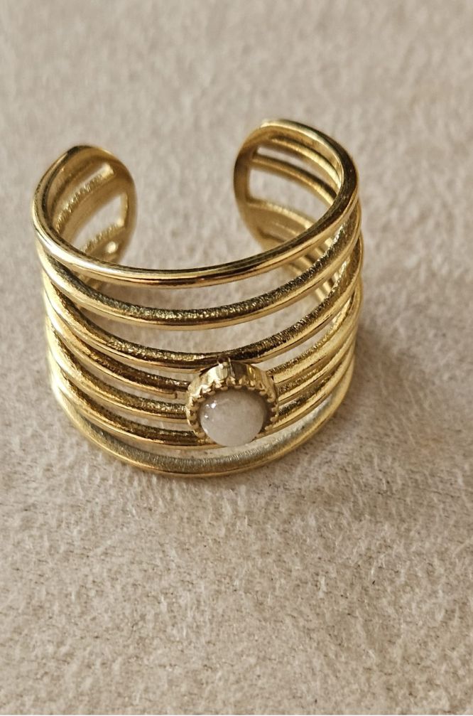 Anillo Acero Bañado en dorado
